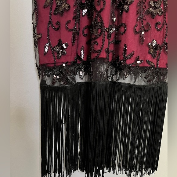 Red Flapper Style Dress- L - Picture 2 of 5